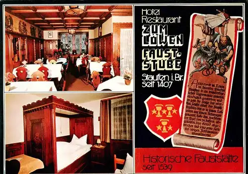 AK / Ansichtskarte 73934825 Staufen__Breisgau Hotel Restaurant zum Loewen Fauststueble Zimmer