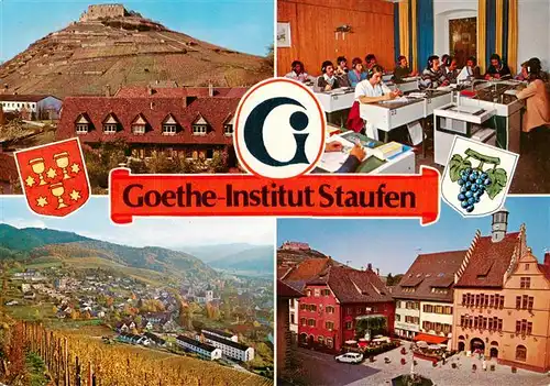 AK / Ansichtskarte  Staufen__Breisgau Goethe Institut Schulungsraum Fliegeraufnahme Rathaus