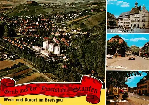 AK / Ansichtskarte  Staufen__Breisgau Fliegeraufnahme Rathaus Schlossberg Hauptstrasse