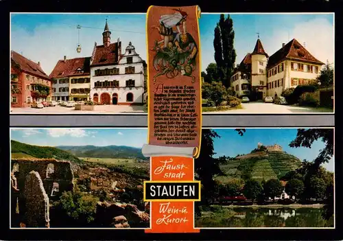 AK / Ansichtskarte 73934852 Staufen__Breisgau Rathaus Gasthaus Burgblick Panorama