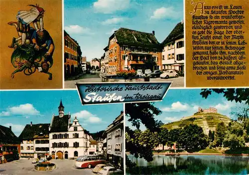 AK / Ansichtskarte 73934888 Staufen__Breisgau Brunnen Marktplatz Rathaus Stadtsee