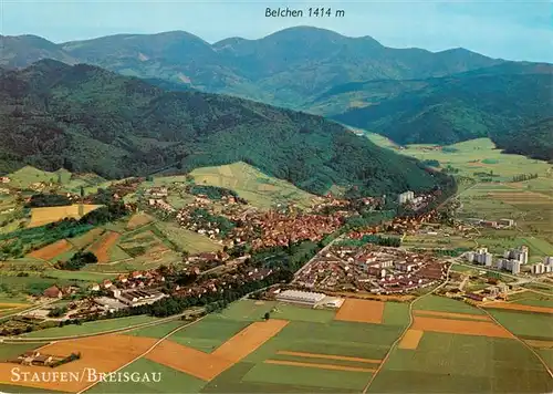 AK / Ansichtskarte 73934889 Staufen__Breisgau Fliegeraufnahme mit Belchen