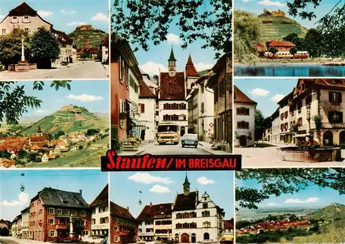 AK / Ansichtskarte  Staufen__Breisgau Schlossbergblick Ortspartien Brunnen Marktplatz Rathaus Panorama