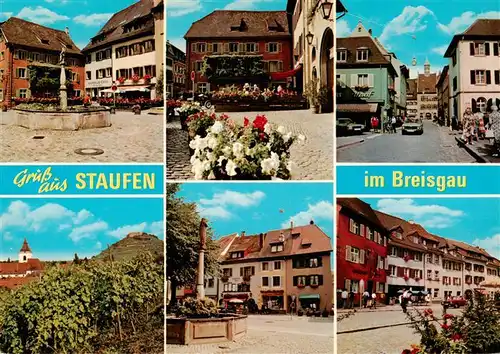 AK / Ansichtskarte 73934894 Staufen__Breisgau Marktplatz Rathaus Hauptstrasse Brunnen Ortspartien