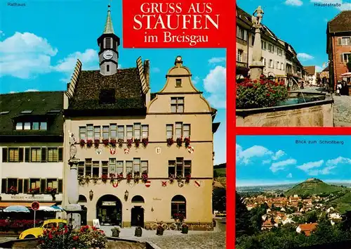 AK / Ansichtskarte 73934899 Staufen__Breisgau Rathaus Hauptstrasse Blick zum Schlossberg