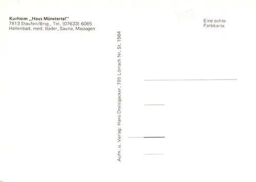 AK / Ansichtskarte  Staufen__Breisgau Kurheim Haus Muenstertal Hallenbad Minigolf Marktplatz Rathaus Spielplatz