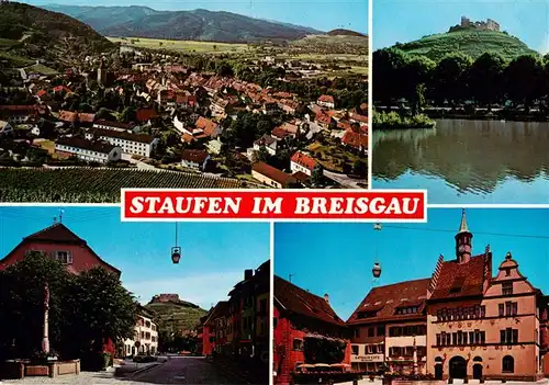 AK / Ansichtskarte 73934945 Staufen__Breisgau Fliegeraufnahme Stadtsee Burgruine Hauptstrasse Rathaus