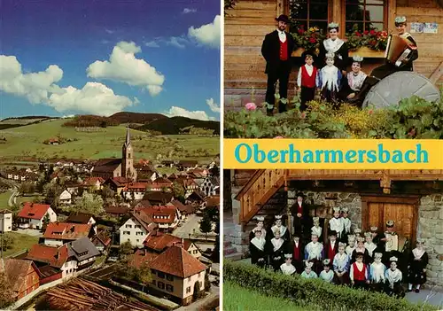 AK / Ansichtskarte 73934970 Oberharmersbach Fliegeraufnahme Trachtengruppe