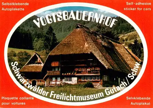 AK / Ansichtskarte  Gutachtal_Schwarzwaldbahn Vogtsbauernhof Schwarzwaelder Freilichtmuseum Selbstklebende Autoplakette