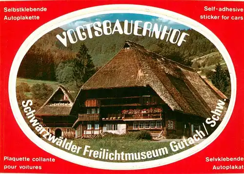 AK / Ansichtskarte  Gutachtal_Schwarzwaldbahn Vogtsbauernhof Schwarzwaelder Freilichtmuseum Selbstklebende Autoplakette