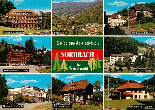 AK / Ansichtskarte  Nordrach Sanatorium Klausenbad Panorama Rathaus Krankenhaus St Georg Kurhaus Nordrach Gasthaus Mooseck Sanatorium Nordrach Pfarrheim St Marien