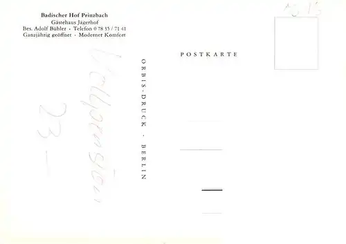AK / Ansichtskarte  Prinzbach_Biberach_Kinzigtal Gaestehaus Jaegerhof