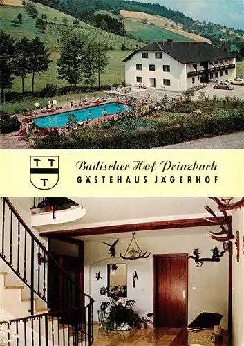 AK / Ansichtskarte  Prinzbach_Biberach_Kinzigtal Badischer Hof Prinzbach Gaestehaus Jaegerhof Flur Schwimmbad