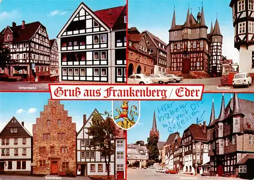 AK / Ansichtskarte  Frankenberg__Eder Untermarkt Rathaus Steinhaus Obermarkt