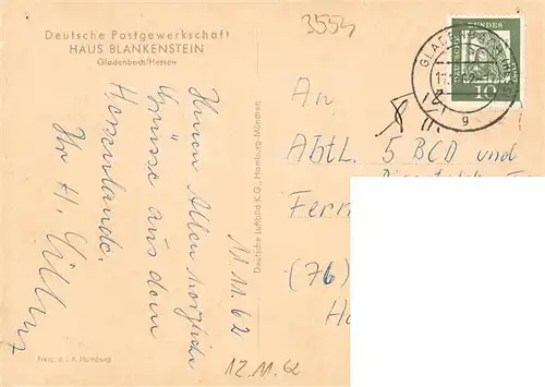 AK / Ansichtskarte  Gladenbach Dt Postgewerkschaft Haus Blankenstein 
