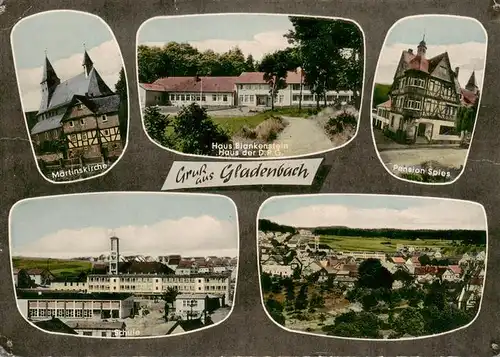 AK / Ansichtskarte  Gladenbach Martinskirche Haus Blankenstein Pension Spiess Schule Panorama