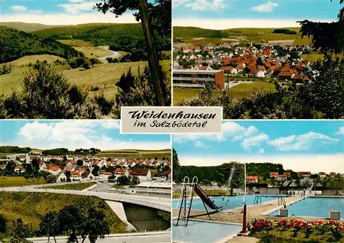 AK / Ansichtskarte 73935063 Weidenhausen_Gladenbach_Salzboedetal Panorama Teilansichten Schwimmbad