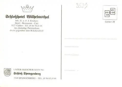 AK / Ansichtskarte  Calden Schlosshotel Wilhelmsthal Gastraeume Rezeption Gaestezimmer