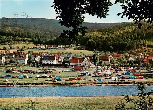 AK / Ansichtskarte  Gieselwerder Freischwimmbad mit Campingplatz