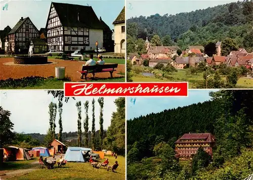 AK / Ansichtskarte  Helmarshausen Fachwerkhaus Panorama Zeltplatz Hotel