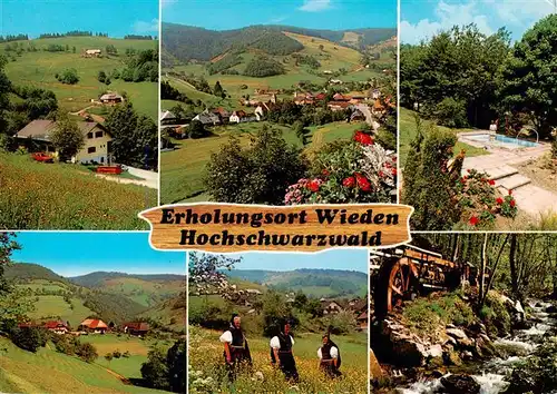 AK / Ansichtskarte 73935157 Wieden_Schwarzwald Panorama Wassertreten Trachten Muehle