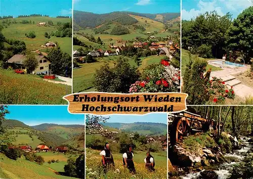 AK / Ansichtskarte  Wieden_Schwarzwald Panorama Wassertreten Trachten Muehle