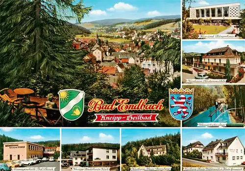 AK / Ansichtskarte  Bad_Endbach Massageschule Kneipp Badehaus Kurheim Haus Bernberg Kur und Buergerhaus Kurheim Heckenmuehle Wassertretanlage Kurheim Haus Waldesruh