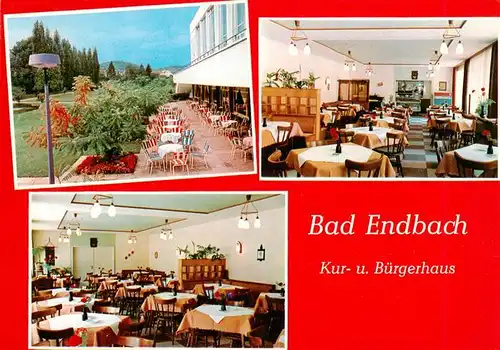 AK / Ansichtskarte 73935221 Bad_Endbach Kur und Buergerhaus Gastraeume Terrasse