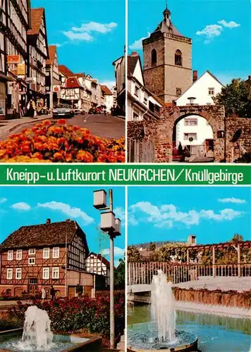 AK / Ansichtskarte 73935284 Neukirchen_Knuellgebirge Ortspartie Tor Turm Brunnen