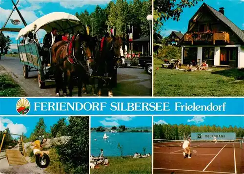AK / Ansichtskarte 73935289 Frielendorf Feriendorf Silbersee Pferdewagen Spielplatz Seepartie Tennisplatz