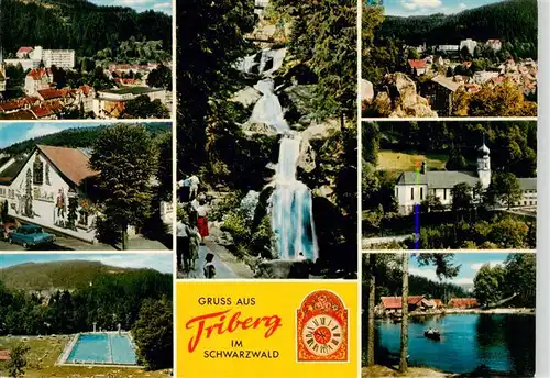 AK / Ansichtskarte 73935380 Triberg Panorama Wasserfall Ortspartie Heimatmuseum Kirche Schwimmbad Park Schwarzwaldhaus Gondelteich