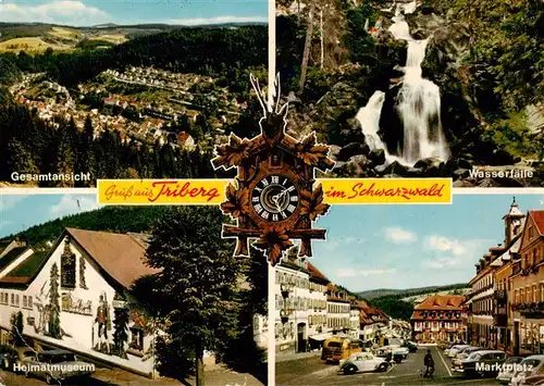 AK / Ansichtskarte  Triberg Fliegeraufnahme Wasserfaelle Heimatmuseum Marktplatz