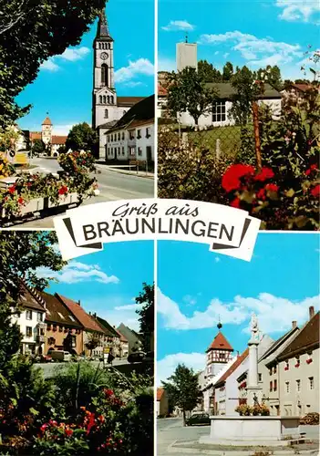 AK / Ansichtskarte  Braeunlingen Kirchen Ortspartie Brunnen