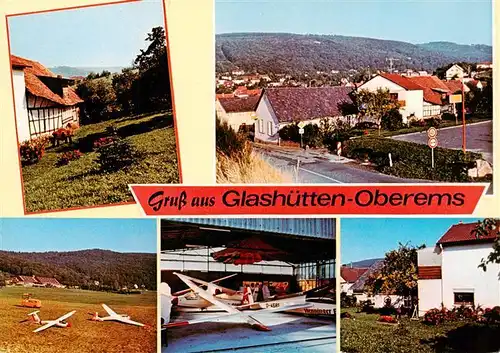 AK / Ansichtskarte  Oberems_Glashuetten_Taunus Gasthaus Pension Zum Deutschen Haus Flugplatz Segelflughalle