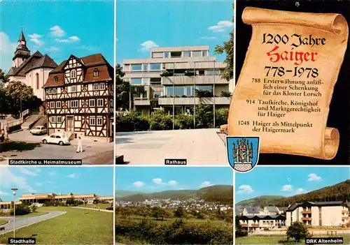 AK / Ansichtskarte  Haiger Stadtkirche Heimatmuseum Rathaus Stadthalle Panorama DRK Altenheim