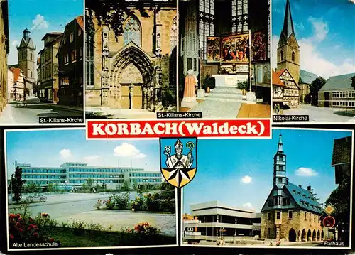 AK / Ansichtskarte 73935518 Korbach Kirche Portal Altar Landesschule Rathaus