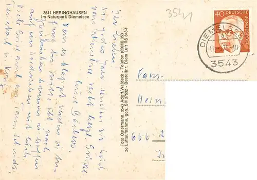 AK / Ansichtskarte  Heringhausen_Diemelsee_Waldeck Fliegeraufnahme