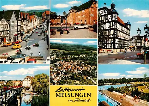 AK / Ansichtskarte 73935561 Melsungen_Fulda Panorama Luftkurort Freibad Altstadt Fachwerkhaeuser
