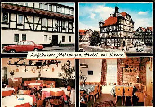 AK / Ansichtskarte 73935605 Melsungen_Fulda Hotel zur Krone Restaurant Fachwerk-Rathaus Altstadt