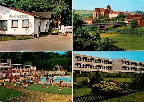 AK / Ansichtskarte 73935607 Guxhagen Gasthaus Zum Fuldablick Freibad Blick zur Fulda