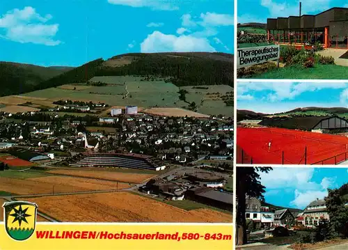 AK / Ansichtskarte  Willingen_Sauerland Panorama Hallenbad Tennisplaetze Ortsansicht