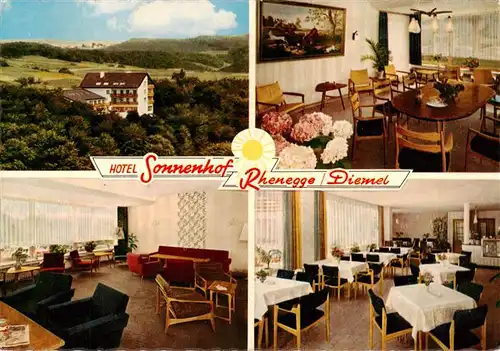AK / Ansichtskarte 73935626 Rhenegge_Diemelsee Hotel Sonnenhof Restaurant Aufenthaltsraum