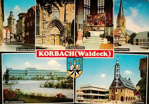 AK / Ansichtskarte 73935640 Korbach Kirchen Portal Altar Rathaus Alte Landesschule