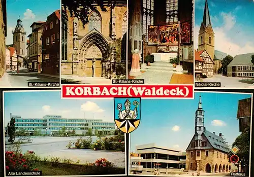 AK / Ansichtskarte  Korbach Kirchen Portal Altar Rathaus Alte Landesschule