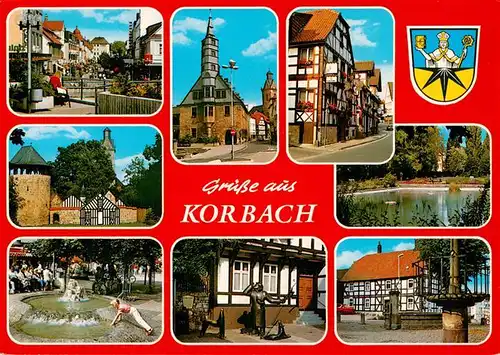 AK / Ansichtskarte  Korbach Motive Stadtzentrum Altstadt Fachwerkhaeuser Brunnen