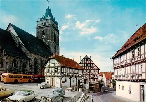 AK / Ansichtskarte  Wolfhagen Marktplatz Fachwerkhaeuser Kirche