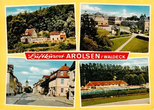 AK / Ansichtskarte 73935662 Bad_Arolsen Teilansichten Luftkurort Freibad Schloss