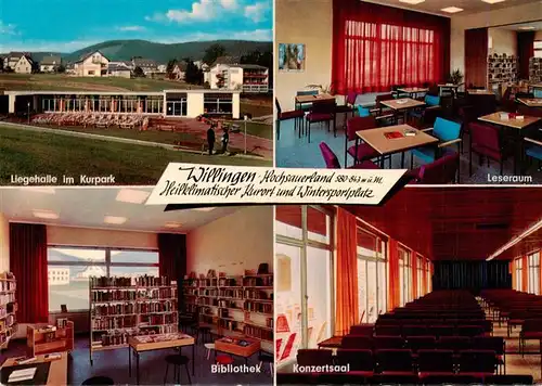 AK / Ansichtskarte  Willingen_Sauerland Liegehalle im Kurpark Leseraum Bibliothek Konzertsaal