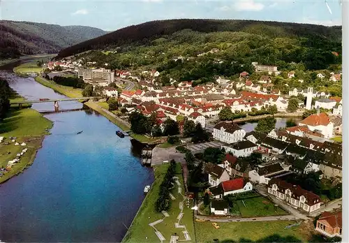 AK / Ansichtskarte  Bad_Karlshafen Fliegeraufnahme mit Restaurant Cafe Auberge des Cevennes Hugenotten Museum