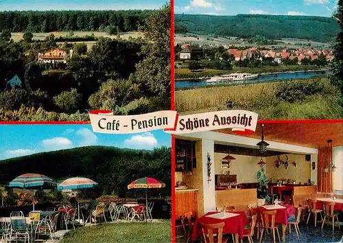AK / Ansichtskarte 73935723 Vaake Cafe Pension Schoene Aussicht Terrasse Gastraum Panorama